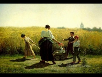  Field Art - The Departure for the Fields countryside Realist Jules Breton